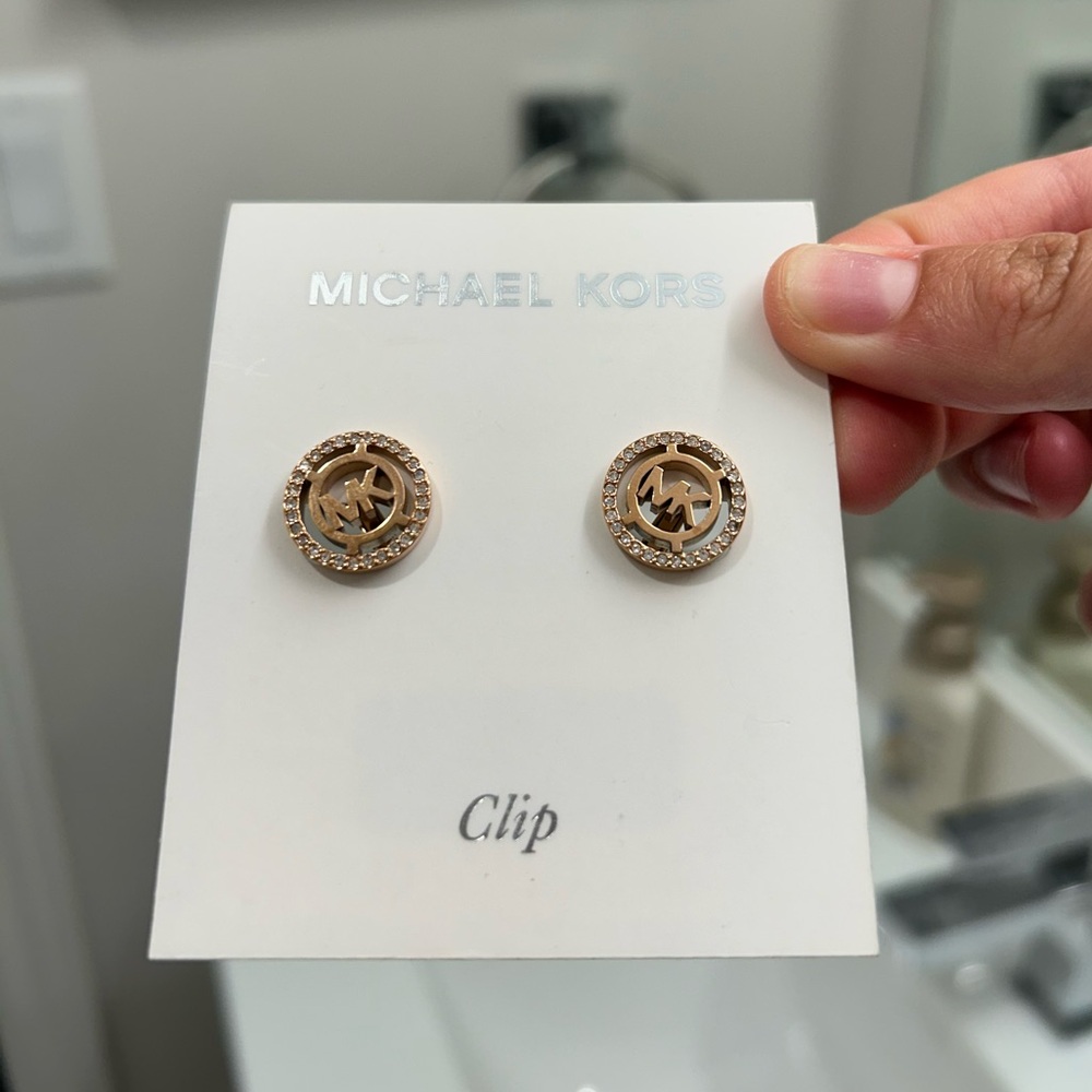 Michael Kors Gold Clip-On Earrings Circular Design